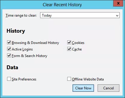 Firefox — Clear Recent History