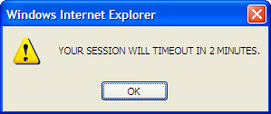 Session Timeout Pop-up Window